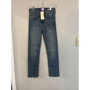 Edwin Women's Elin Crop Straight Leg Jeans Size 24 Medium Wash Blue Denim